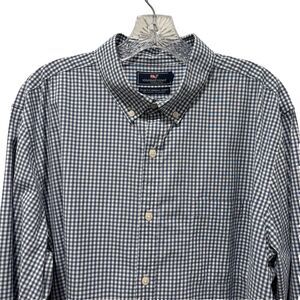 Vineyard Vines Men's Size XL Blue White Gingham Check Murray‎ Shirt Long Sleeve